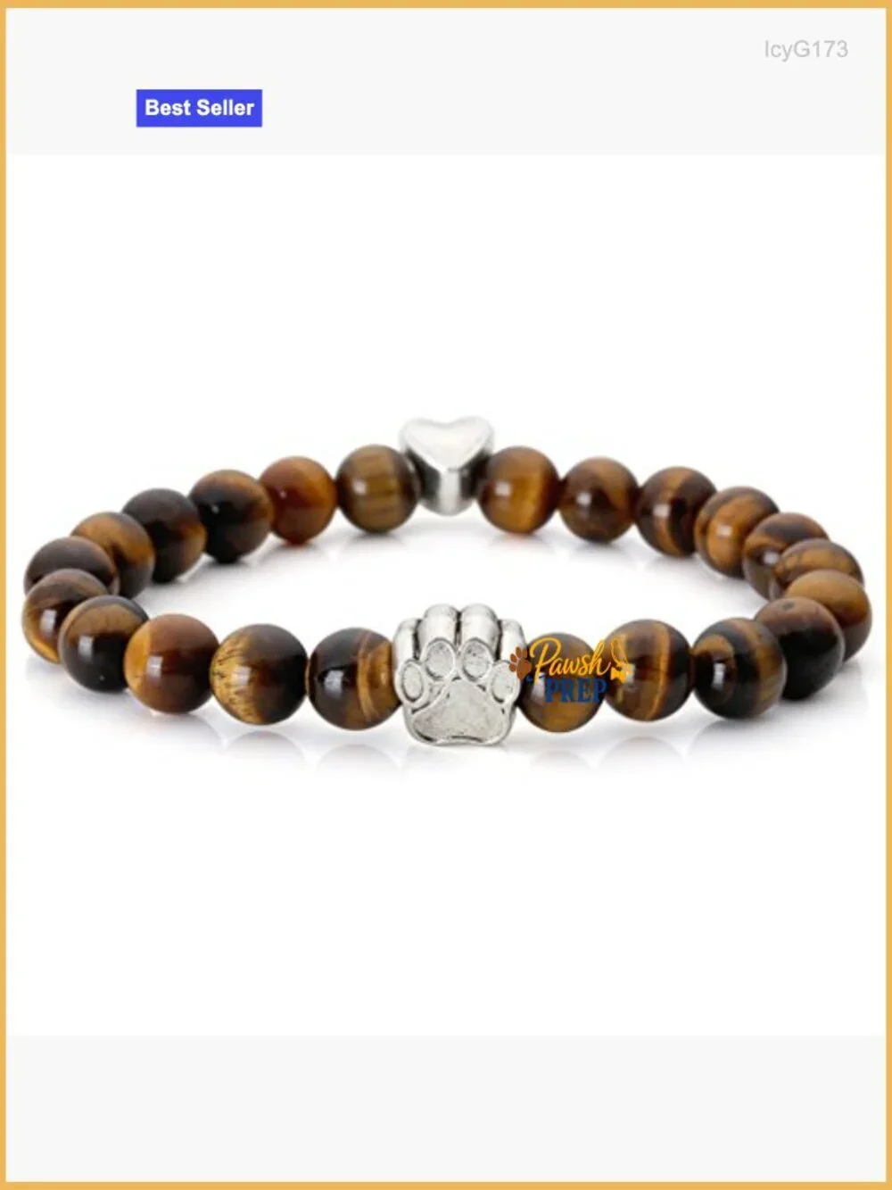 4pc Stretch Bracelet Set with Healing Crystals and Paw Charm